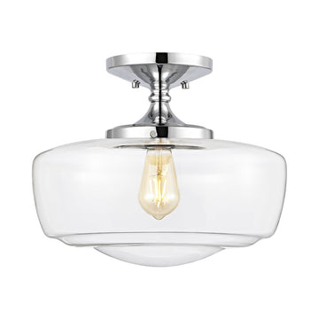 Marfa 14" Glass/Iron Farmhouse Modern LED Flush Mount - JONATHAN Y